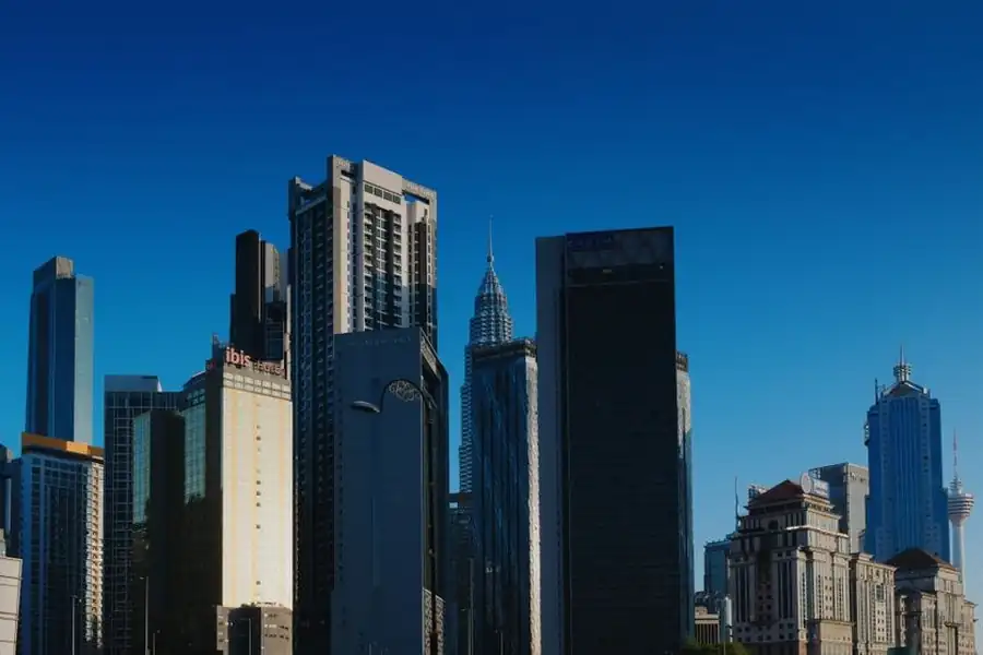 Aerial view of Kuala Lumpur's skyline on a clear day